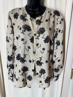 Vintage Karen Austin Floral Silk Shirt
